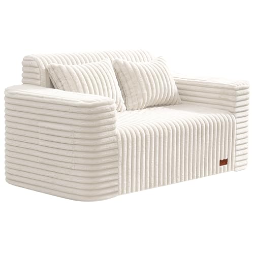 ZurNesfure Sofa Couch Loveseat Boneless Sofa with Pillow White,Loveseat by ZurNesfure - Used condition - Image 9