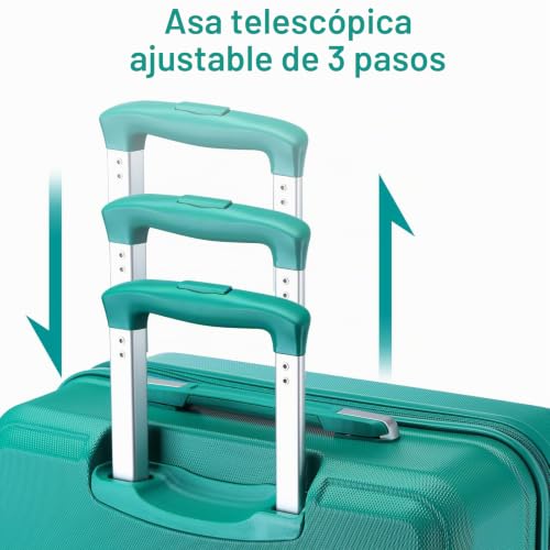 Miniatura 7 de Kono Juego De 4 Maletas Rígidas Abs Con Neceser Equipaje De Cabina 51,5cm Maleta Mediana 65cm Equipaje Facturado Grande 75cm Con 4 Ruedas Y Cerradura Tsa Turquesa