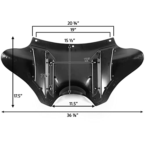 Motorcycle Batwing Windshield Headlight Fairing Compatible with Honda, Yamaha, Kawasaki, Victory and Suzuki Motorcycles, Black, 17" Tall (Compatible with Memphis Shades Trigger Lock Mounting Kits) - Thumbnail 5