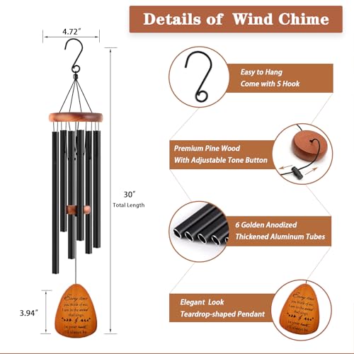 Image of Soopau Sympathy Wind Chimes, Memorial Wind Chimes for Loss of Loved One, Sympathy /Memorial /Bereavement /Condolence Funeral Gifts in Memory of a Loved One Mother Father, 30 inch Wooden