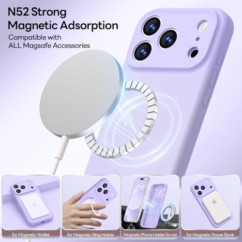 Image of LOVE 3000 Designed for iPhone 17 Pro Max Case, Premium Silicone [Compatible with Magsafe][Soft Anti-Scratch Microfiber Lining] Shockproof Protective Phone Case for Men Women 6.9 inch, Light Purple