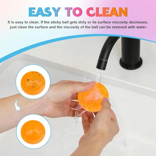 Image of Glow-in-The-Dark Sticky Balls for Kids, Stress Balls for Wall & Ceiling Play | Ceiling Ball for Adults Stress Relieving & Decoration, Party Games & DIY Crafts | Glowing Sticky Ball Toy Set