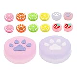 LABRIMP 14個 明るいフルーツロッカーキャップ 交換用サムグリップキャップ スイッチボタンキャップ 猫の爪の親指グリップ かわいい親指グリップ 親指カバー シリカゲル