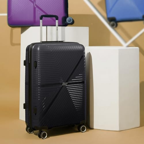 Image of Stony Brook Nasher Miles Axis 75 Cm 28 Inch Polypropylene Hard-Sided 4 Wheels Spinner Check-in Luggage Trolley Bag (Black)