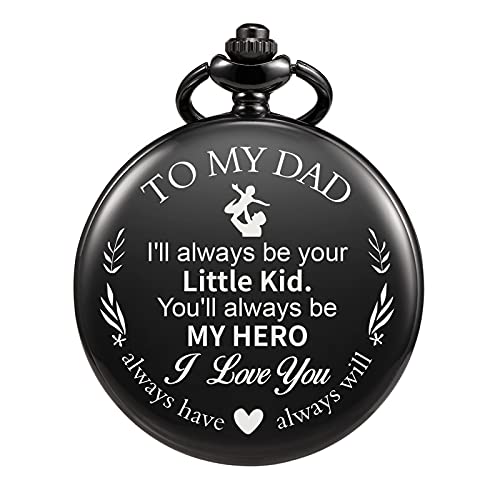 Reloj de bolsillo para caballero grabado personalizado con maquinaria de cuarzo y cadena