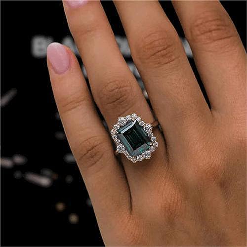 1/2/3/4 CT Emerald Cut Emerald Engagement Ring for Women, 10K/14K/18K Solid Gold Emerald Ring With Moissanite Halo, Infinity Promise Anniversary Ring for Her Size 4-124