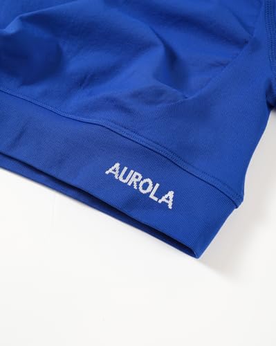 Image of AUROLA Influence Women Crop Top Short Sleeve Compression Workout T-Shirt | Raglan Short Sleeve Crop Top, High-Stretch Seamless Knit, Stay-Put Ribbed Underband, Soft Breathable Comfort