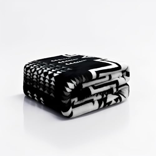 HeimenAogo Boho Geometric Fleece Blanket Queen Size No Shed No Pilling Ultra Soft Plush Black and White Bohemian Pattern Throw Blanket for Couch Sofa Bed Home Dcor and Gift 102x90