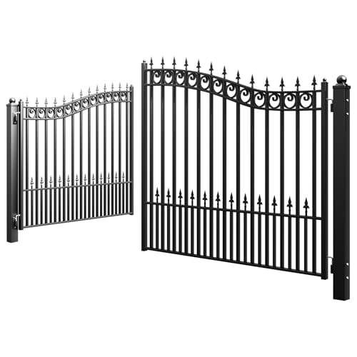 ZUMI Dual Swing Driveway Gates 14x6 ft. Steel Security Fence