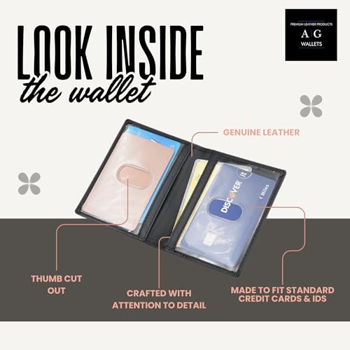 ag wallets 2 ID Leather Bifold License Holder (Black)2