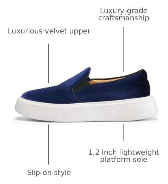 Image of Journey West Women's Fashion Velvet Sneakers with Embroidery Comfortable Slip-On Work Shoes for Women