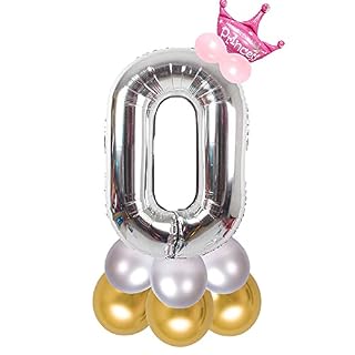 Shopperskart Pink 32 Inches Numbers 0 Shape Large Big Foil Helium Balloons For Party Decorations In Happy Birthday Anniversary Office Items Materials Set Pack, 13 Pcs