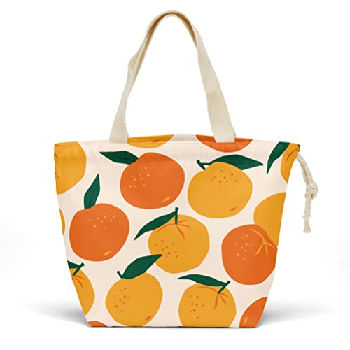 Pykfrhh Lunch Bag Women, Lunch Tote, Reusable, Waterproof, Drawstring Lunch Bag Box For, Adults, Women, Picnic, Work, Beach, Travel, Fruit Strawberry Lemon Orange Decor #TOP3
