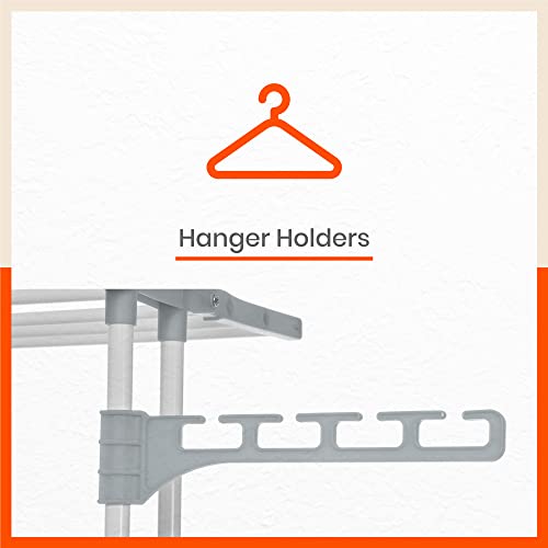 Image of Bathla 2 Level Modular Cloth Drying Stand with Wheels - Rustproof Portable Steel Laundry Rack (Grey - Medium) - Clothes Dryer for Balcony, Indoor & Outdoor Use