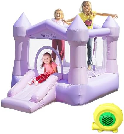 AirMyFun Bounce House with Blower - Dreamy Pink Castle for Kids 3...