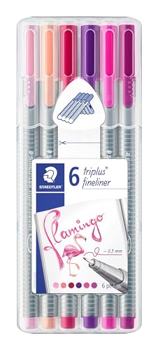 STAEDTLER Caneta Fineliner, Fineliner Triplus, Flamingo, Estojo com 6 cores, 334 SB6CS6, Multicolorido, pkg of 6