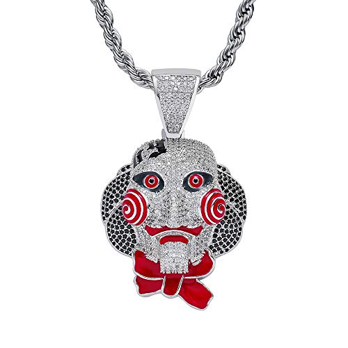 Union Power Men's Necklaces Hip-Hop Pendant, Chainsaw Cry Pendant Necklace Halloween Cosplay (Silver)