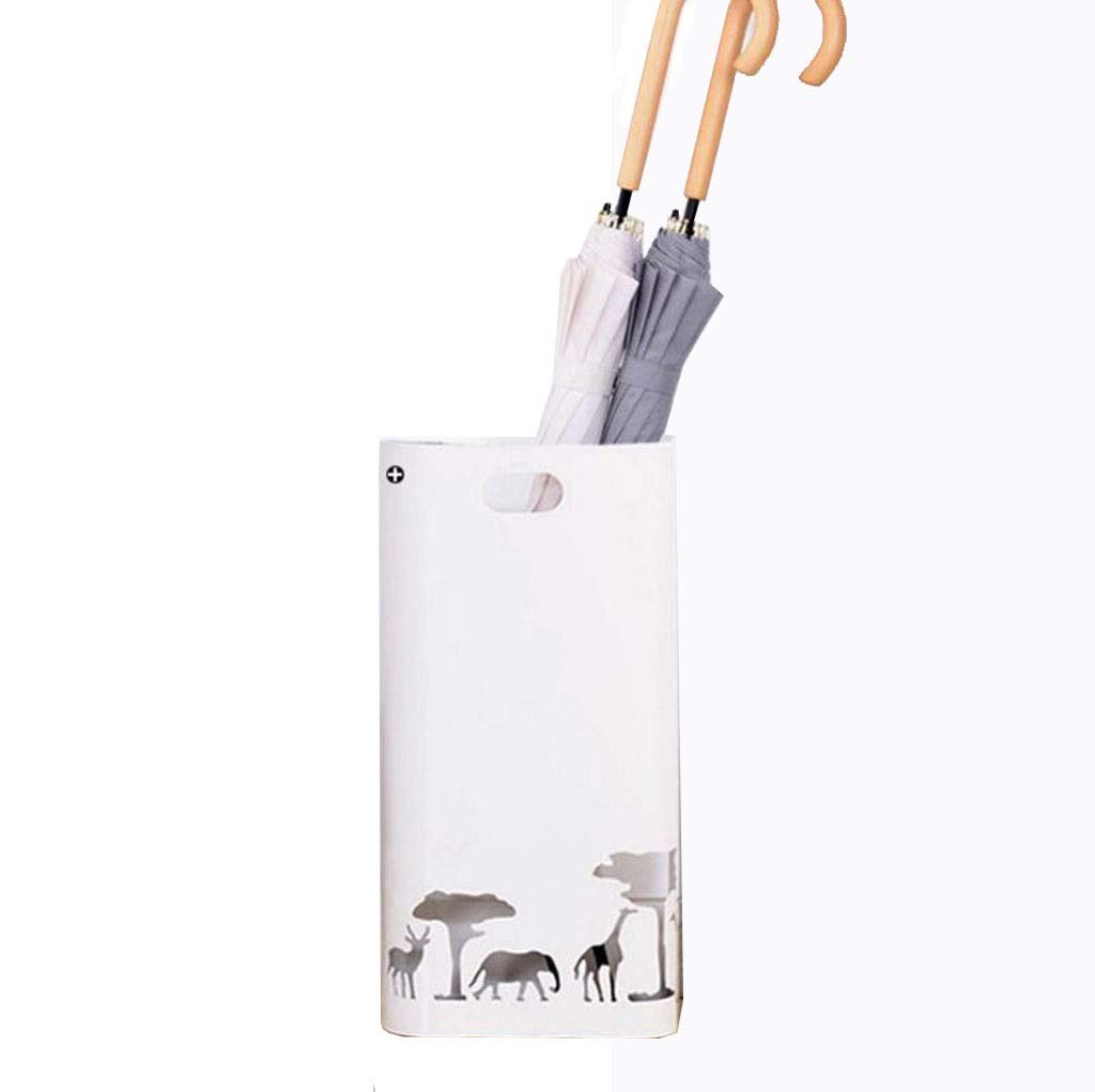 Porte-parapluie blanc en métal 3,3x9,1x18,1 pouces pour entrée