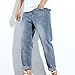 JEsilunmaMY Men's Straight Leg Jeans Casual Rolled Hem Denim Pants with Pockets Slim Fit Distressed Washed Loose Trousers (Light Blue,28)