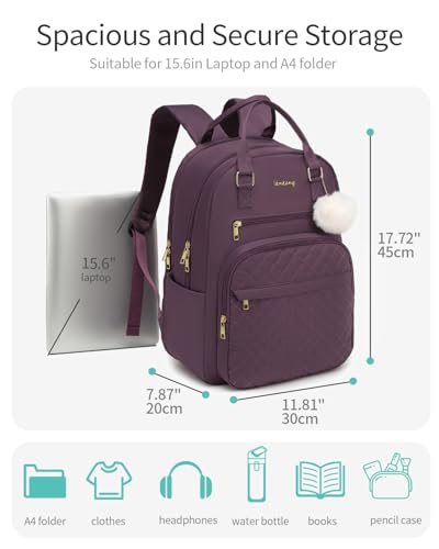 Image of School Backpack for Teen Girls Women, Quilted Bookbag for College High School Travel Work