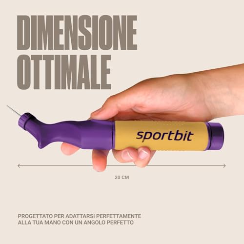 Image of SPORTBIT Ball Pump for Sports Balls - Push & Pull Inflating System - Hand Pump for All Exercise Balls - Volleyball Pump, Basketball Inflator, Football & Soccer Ball Air Pump - Goes with 5 Needles Set