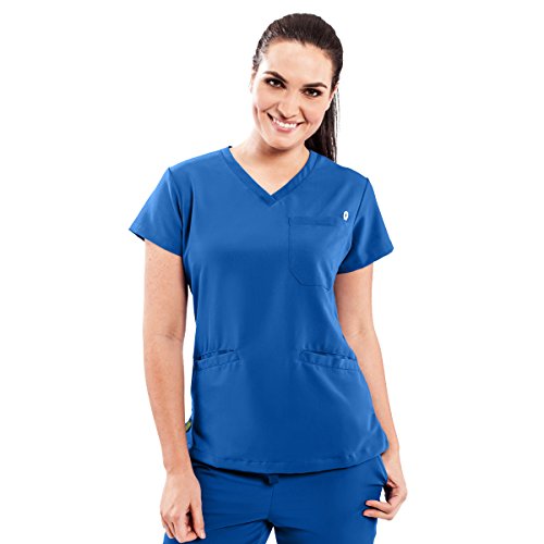 ave Women’s Medical Scrub Top, Berkeley ave, V-Neck Scrub Shirt, 2 Pockets, Wrinkle Resistant, Great for Nurses, Royal Blue, Large