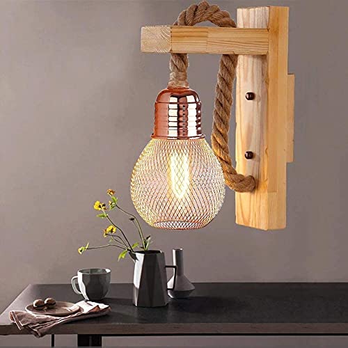 Lámpara de pared industrial de hierro retro con polea para iluminación interior de salones 3
