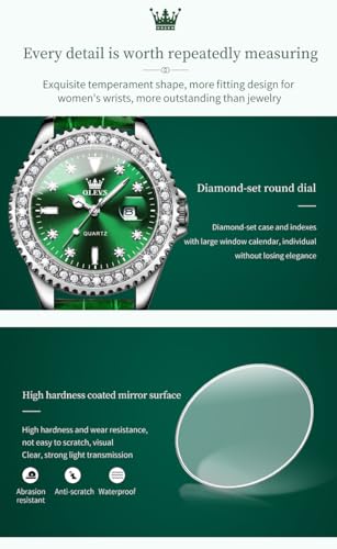 Image of OLEVS Ladies Watch Diamond Dress Analog Female Watches Stainless Steel Two Tone Waterproof Luminous Day Date for Womens Wrist Watch Gift