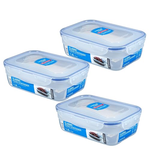LocknLock 3er Set HPL321 Vorratsdosen - Frischhaltedosen 1,2 Liter - Maße (LxBxH): 210 x 146 x 67 mm - Geeignete Dosen zum Einfrieren und Mikrowelle - Lock and Lock Dosen Food Box Meal-Prep-Boxen