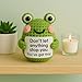 Decorlion Positive Frog Crochet with Card - Don’t Let Anything Stop You - Handmade Amigurumi Motivational Doll – Inspirational Gift for Students, Friends, Family, Coworkers, Desk Decor