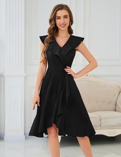 Meetjen Women's Cocktail Dresses Formal Wedding Guest 2025 Tea Party A Line Ruffle Hi Low Elegant Prom Graduation Dress4