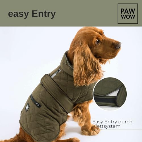 PAW WOW Fritz Hundemantel | Hundejacke mit Bauchschutz und Klettverschluss | Hundejacke Winter für kleine und mittelgroße Hunde (Olive, S)