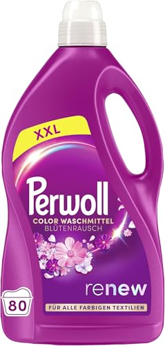 Perwoll Blütenrausch Waschmittel (80 Waschladungen) Feinwaschmittel reinigt sanft und erneuert Farben und Fasern für alle farbigen Textilien Color Waschmittel mit Dreifach-Renew-Technologie