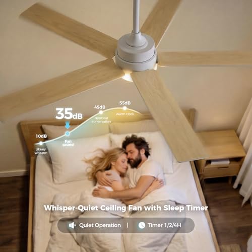 Image of Obabala Ceiling Fan with Light 52 Inch, DC Motor Ceiling Fan with Remote and APP Control, Dimmable LED Color Changing, Reversible Quiet Fan for Bedroom Living Room Indoor Outdoor, Modern