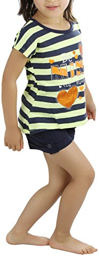 Image of ToBeInStyle Girl's Two Piece Summer Set Cute Tee Top and Matching Shorts Adorable Outfit