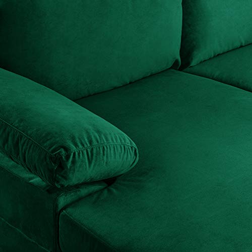 Casa Andrea Milano Modern Large Velvet Fabric U-Shape Sectional Sofa, Double Extra Wide Chaise Lounge Couch, Green #TOP5
