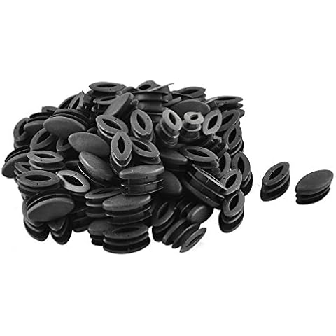 sourcing map 100 Piezas Inserción Tubo Negro Cover
