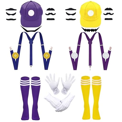 Ainvliya C5 Super Disfraz Carnaval Adulto, Bro Disfraz Carnaval Hombre Mujer Cosplay Accesorios de Disfraz con Guantes, Bigote, Botones, Correa para Carnaval, Cosplay y Halloween Niños Fiesta | Ya disponible en tu tienda friki favorita! En mundofriki.es!