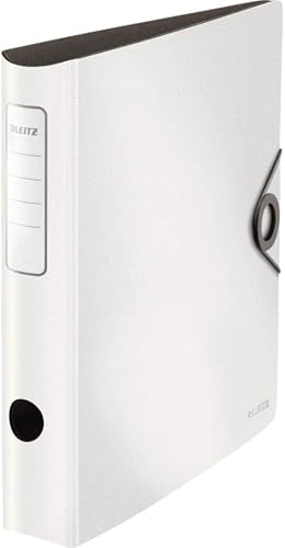 Leitz Quality Folder 180° Active Solid, A4, Narrow, Rounded Spine, 6.5 cm Wide, Elastic Closure, Lightweight Polyfoam, Plastic Folder, White, 10481001