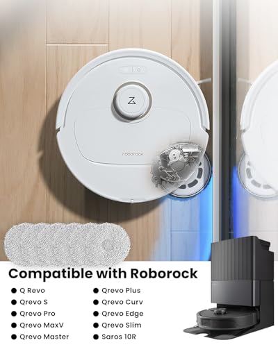 Image of 12Pcs Microfiber Mop Cloth Pad for Roborock Q Revo,Qrevo S,Qrevo Pro,Qrevo Master,Qrevo MaxV,QV35A,QV 35S,Qrevo S5V,Qrevo Edge S5A,Qrevo Curv,Saros 10R Robot Vacuum, Washable Mopping Cloth Accessories