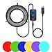 Microscope LED Ring Light Illuminator, USB 5V 144 LED Color Temperature Adjustable, 4 Zone, RGB, Focus Lamp Source for Monocular Binocular Trinocular Stereo Microscope Vision Scientific (144 LED RGB)