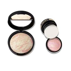 LAURA GELLER NEW YORK Baked Balance-n-Brighten Powder Foundation, Porcelain + Baked to Go Blush-n-Brighten Travel Size Blush, Ethereal Rose