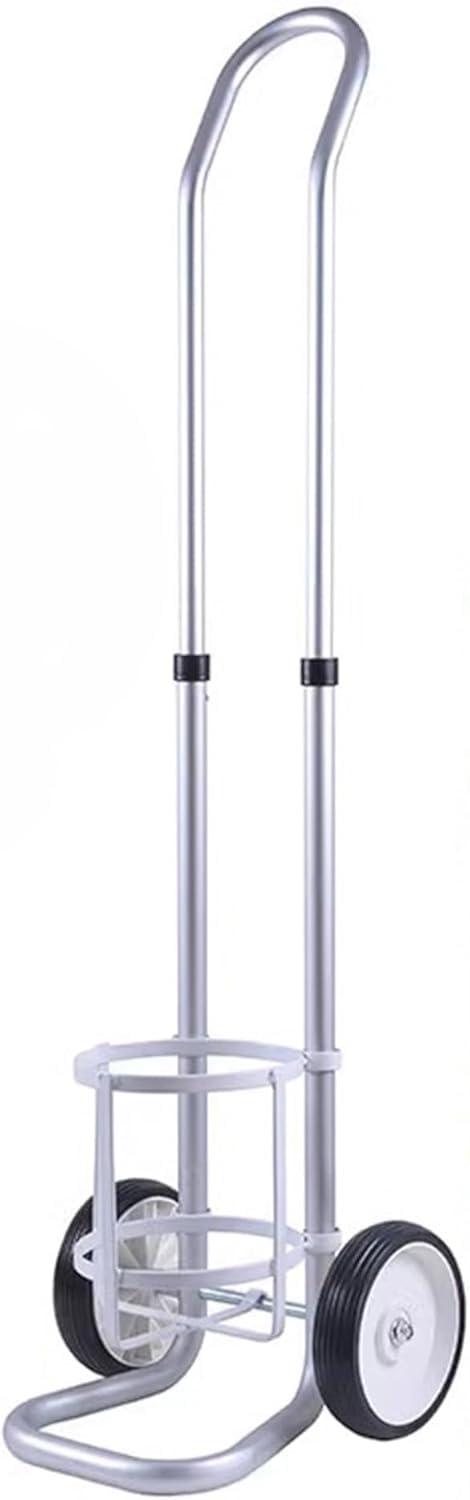 Generico Supporto per bombola di Ossigeno con Ruote - Carrello portabombole in Lega di Alluminio, Supporto per bombole con 2 Ruote piroettanti (Diametro 14,5 cm/5,71 Pollici) per Un deposito Sicuro d
