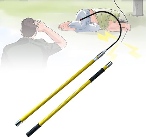 Lightweight Insulated Rescue Hook 2m - High Voltage Electrical Safety Tool, 100kg Load Capacity, Insulated Rod/Pole for Body Rescue, Yellow Color, Essential for Emergency Response