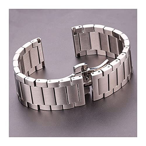 Correa de reloj de acero inoxidable y pulsera metálica plateada de extremo recto en 22mm 4