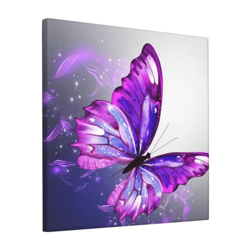 Toile murale moderne papillon violet 30x30 cm décoration salon chambre