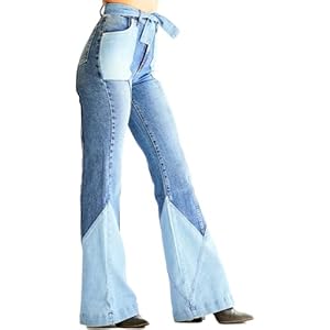Damesjeans Hoge taille Modieus gewassen noodlijdende uitlopende broek met uitlopende pijpen, direct slanker met zakken