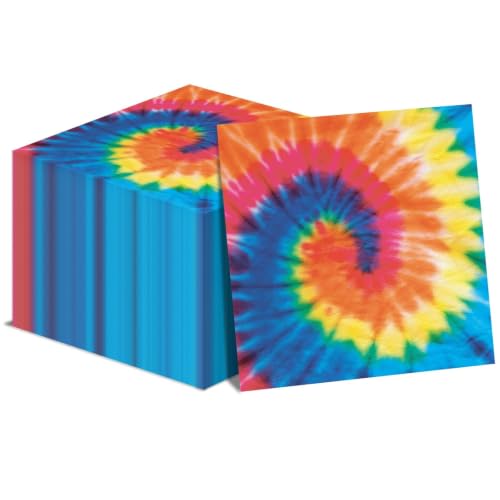Image of 50 Pcs Tie Dye Napkins Tie Dye Birthday Party Disposable Paper Napkins Hippie Dinner Luncheon Napkin Supplies Decorations Favors for Birthday Baby Shower Party
