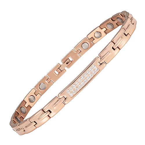 Wollet Magnetic Therapy Anklet for Women with Magnets Fashion Jewelry for womenElegant Womens Magnetic Therapy Anklet Arthritis Pain Relief & Inflammation Reduction for Feet and Ankles (Rose Gold)