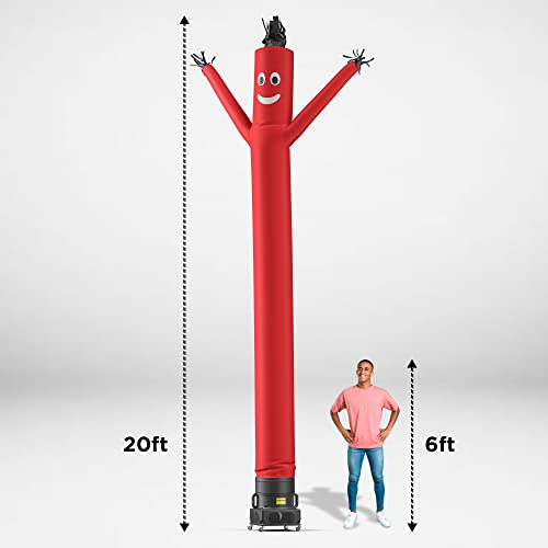 Image of LookOurWay Air Dancers Inflatable Tube Man Set - 20 Feet Tall Wacky Waving Inflatable Dancing Tube Guy with 1 HP Blower for Business Promotion - Red